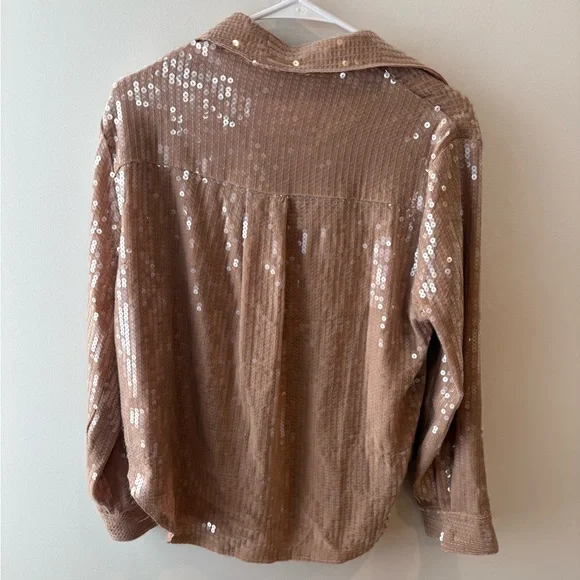 NWT JLUXLABEL Shimmering Tan Sequin Set - Picture 4 of 10